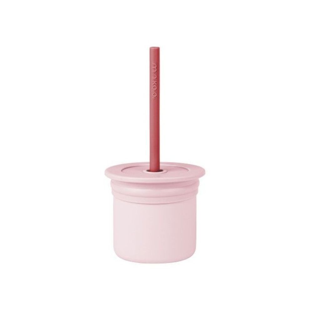 MinikOiOi - 2-in-1 Cup Sip Snack - Silicone - Pinky Pink