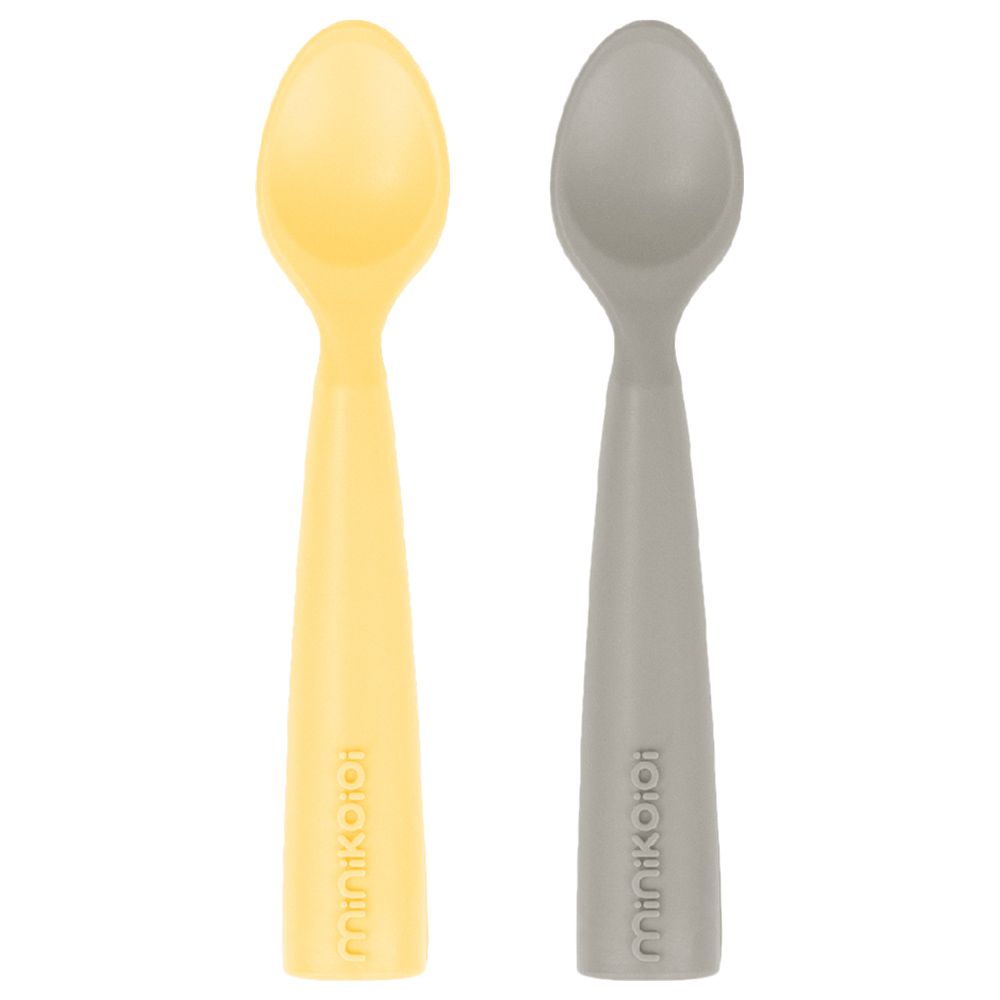 Minikoioi - Silicone Scoopers - Mellow Yellow/Powder Grey - Pack of 2