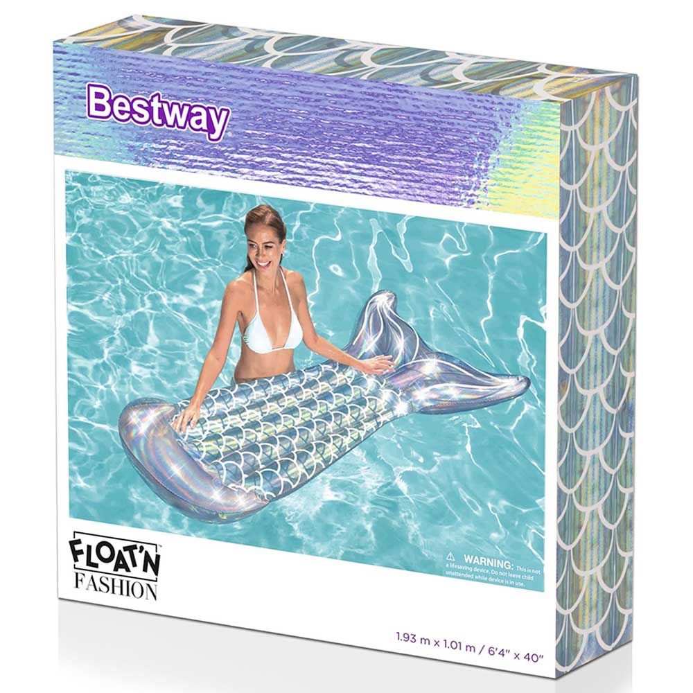 Bestway - Iridescent Mermaid Tail Lounge 193x101cm - Inflatable Pool Float - Silver