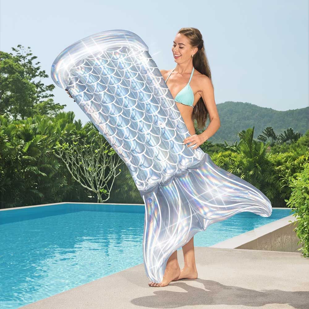 Bestway - Iridescent Mermaid Tail Lounge 193x101cm - Inflatable Pool Float - Silver