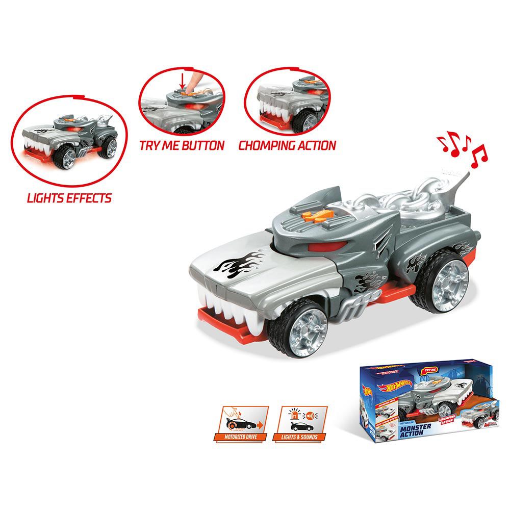 Mondo - Hot Wheels Light & Sound Monster Car - Grey