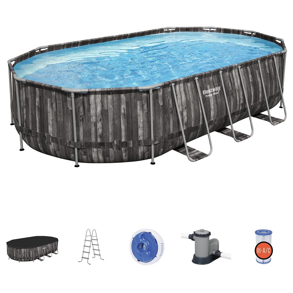 Bestway - Pool set Power steel Oval - 610x366x122cm