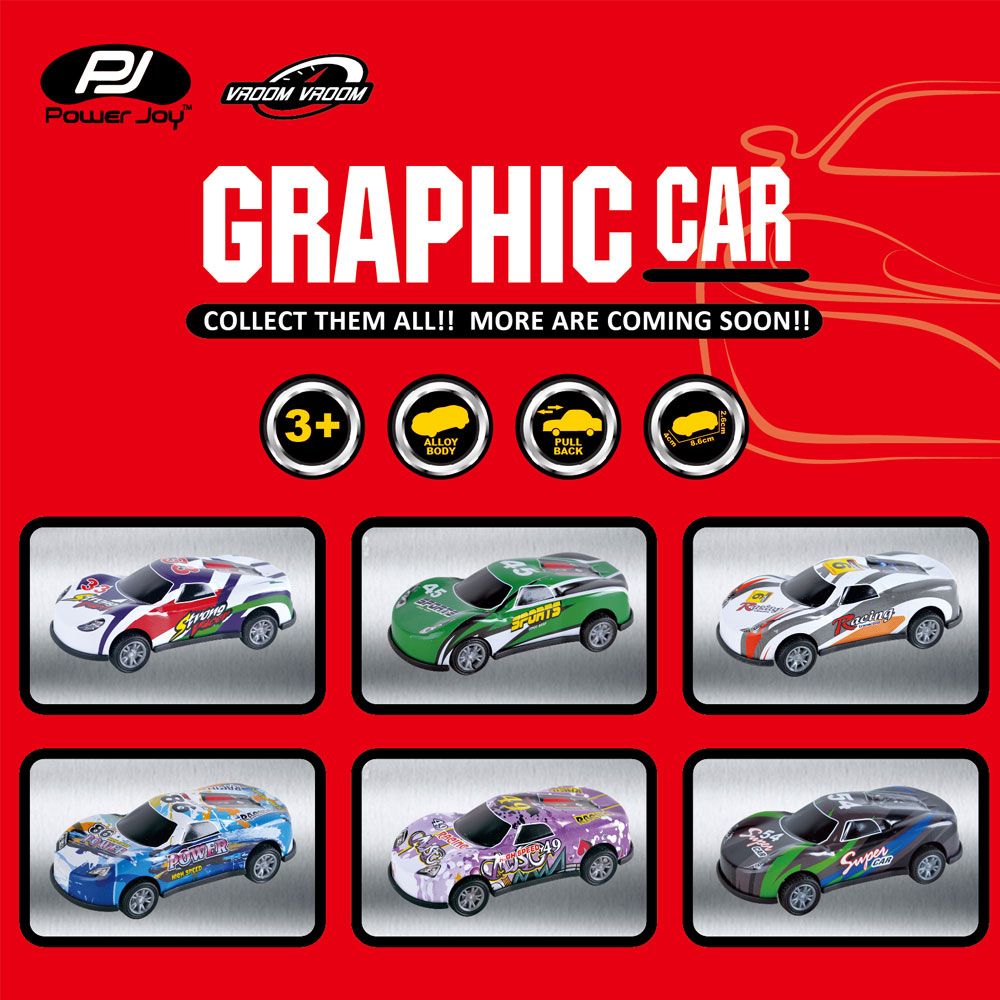 Power Joy - Vroom Vroom Pullback Graphic Car 8pcs