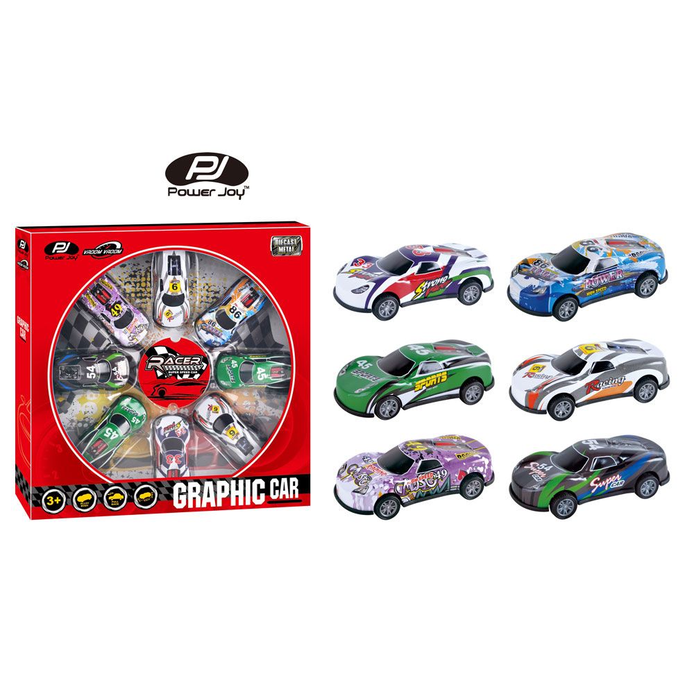 Power Joy - Vroom Vroom Pullback Graphic Car 8pcs