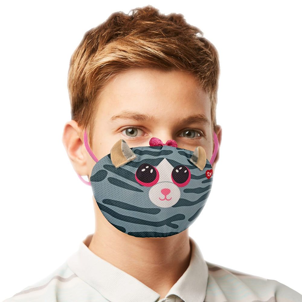 Ty - Beanie Boo Face Mask Cat Kiki - Grey