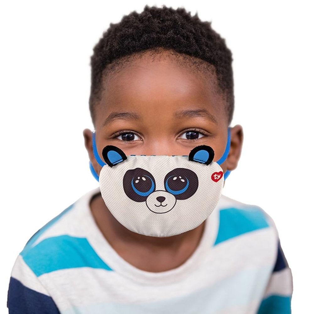 Ty - Beanie Boo Face Mask Panda Bamboo - White/Black