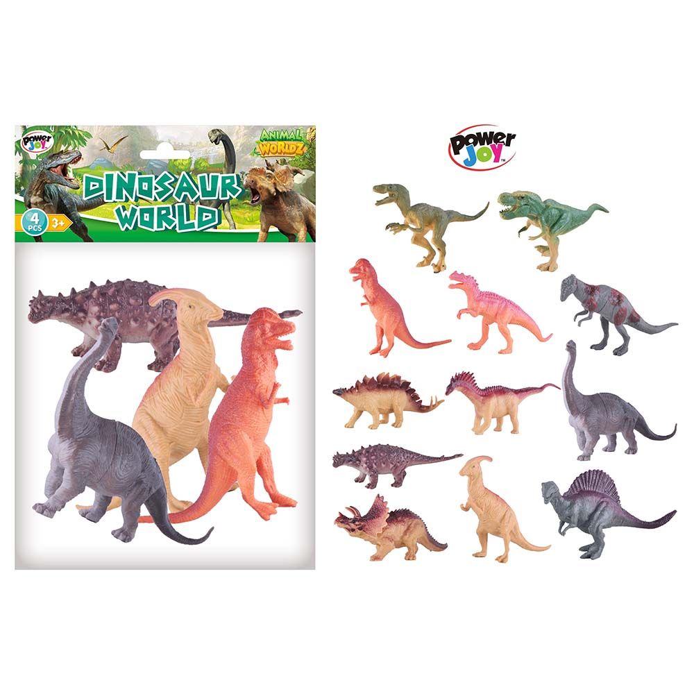 Power Joy - Figurine - Dinosaur - 6-Inch - 4pcs - Style may vary