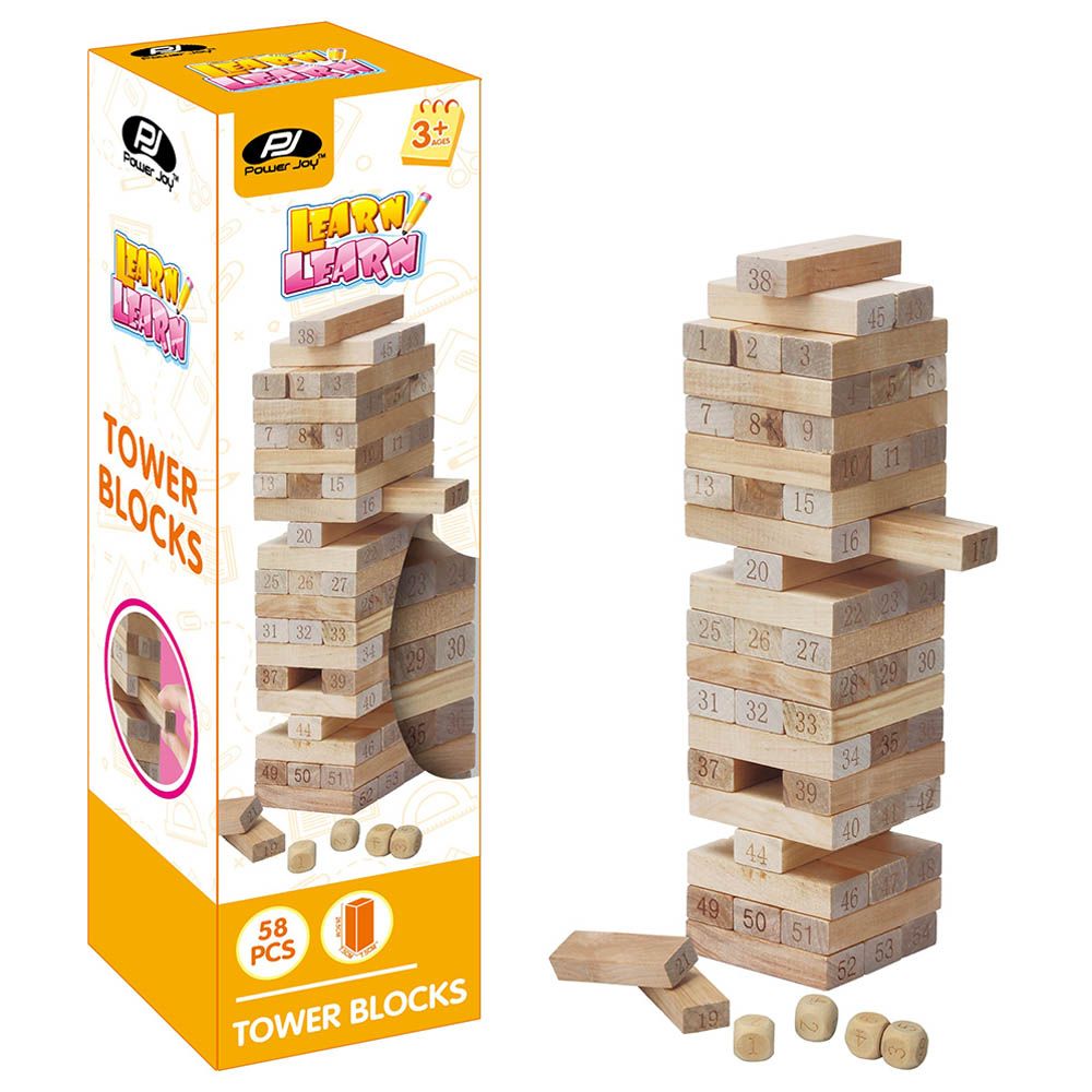 Power Joy - Wooden Tower Blocks 54pcs