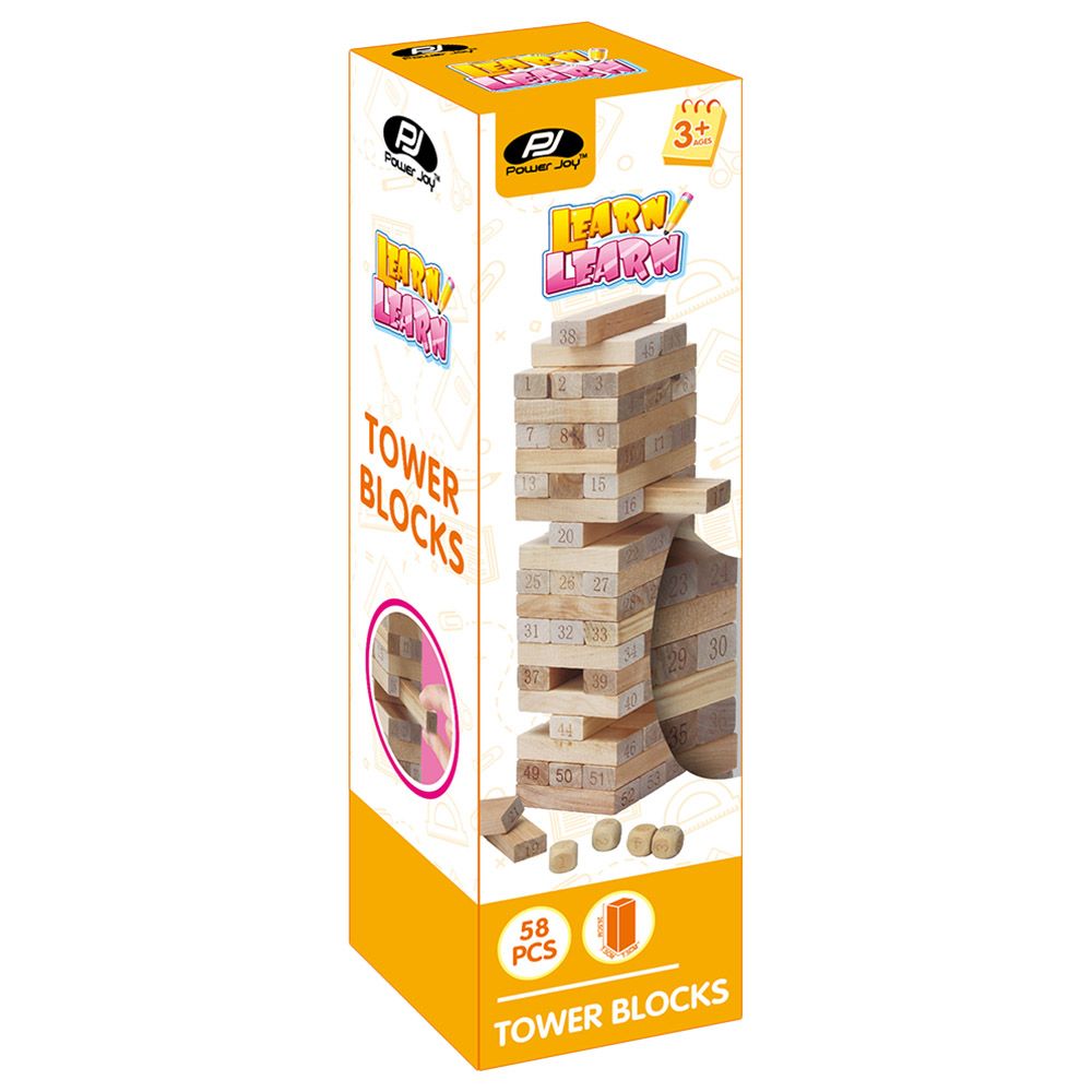 Power Joy - Wooden Tower Blocks 54pcs