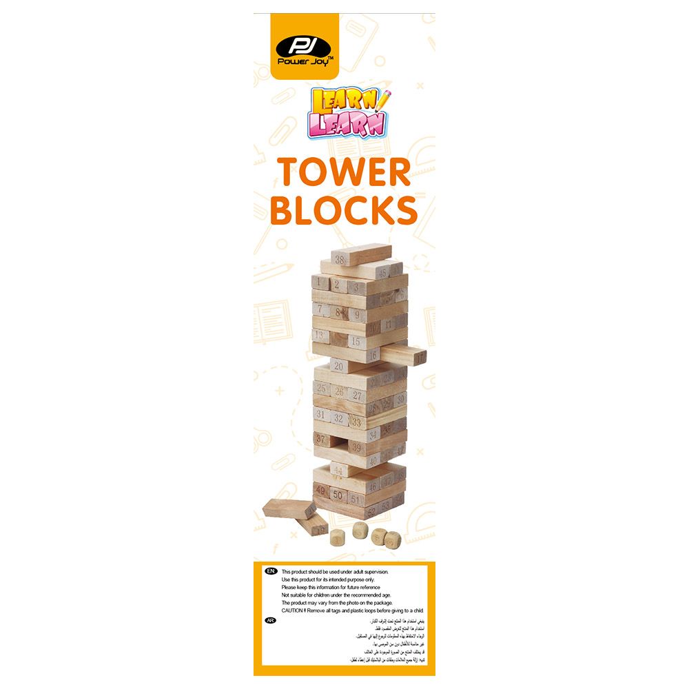 Power Joy - Wooden Tower Blocks 54pcs