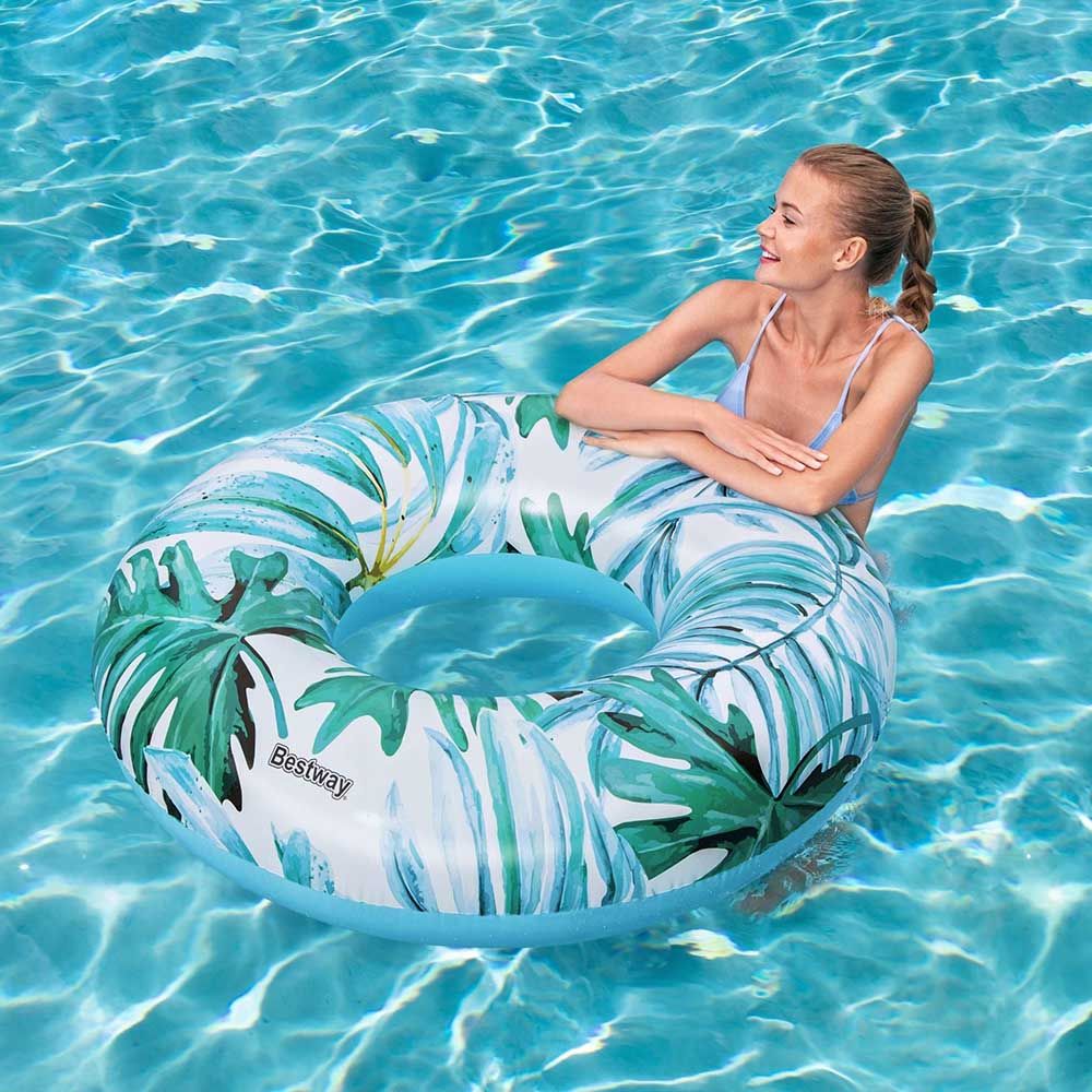 Bestway - Tropical Palms Swim Ring 119cm - 1pc Assorted - Inflatable Pool Ring