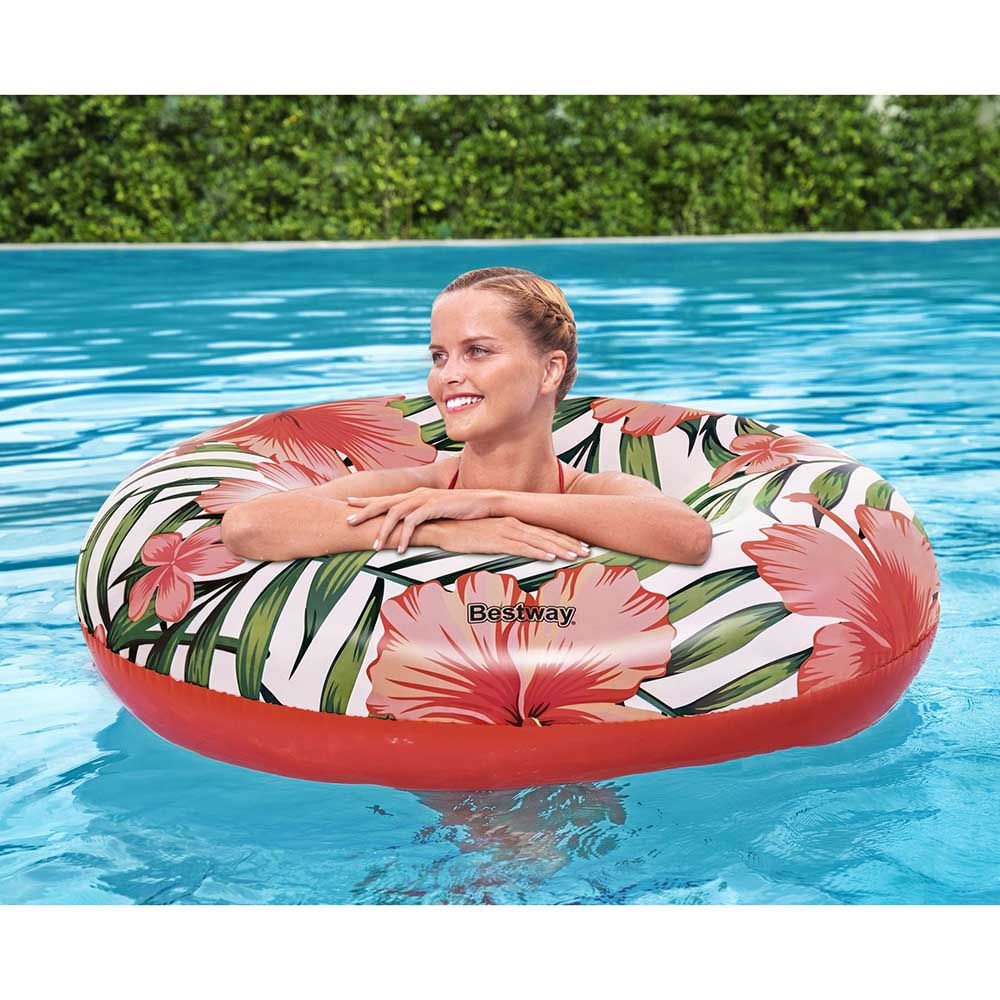 Bestway - Tropical Palms Swim Ring 119cm - 1pc Assorted - Inflatable Pool Ring