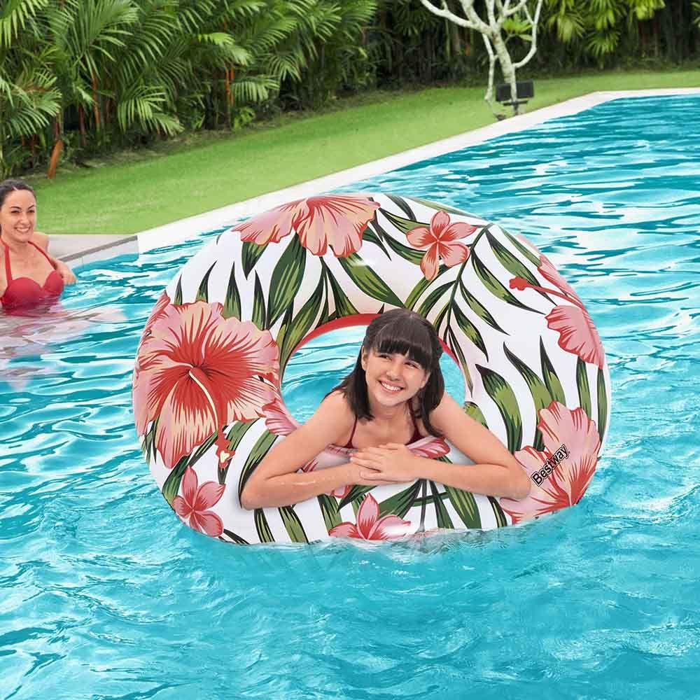 Bestway - Tropical Palms Swim Ring 119cm - 1pc Assorted - Inflatable Pool Ring