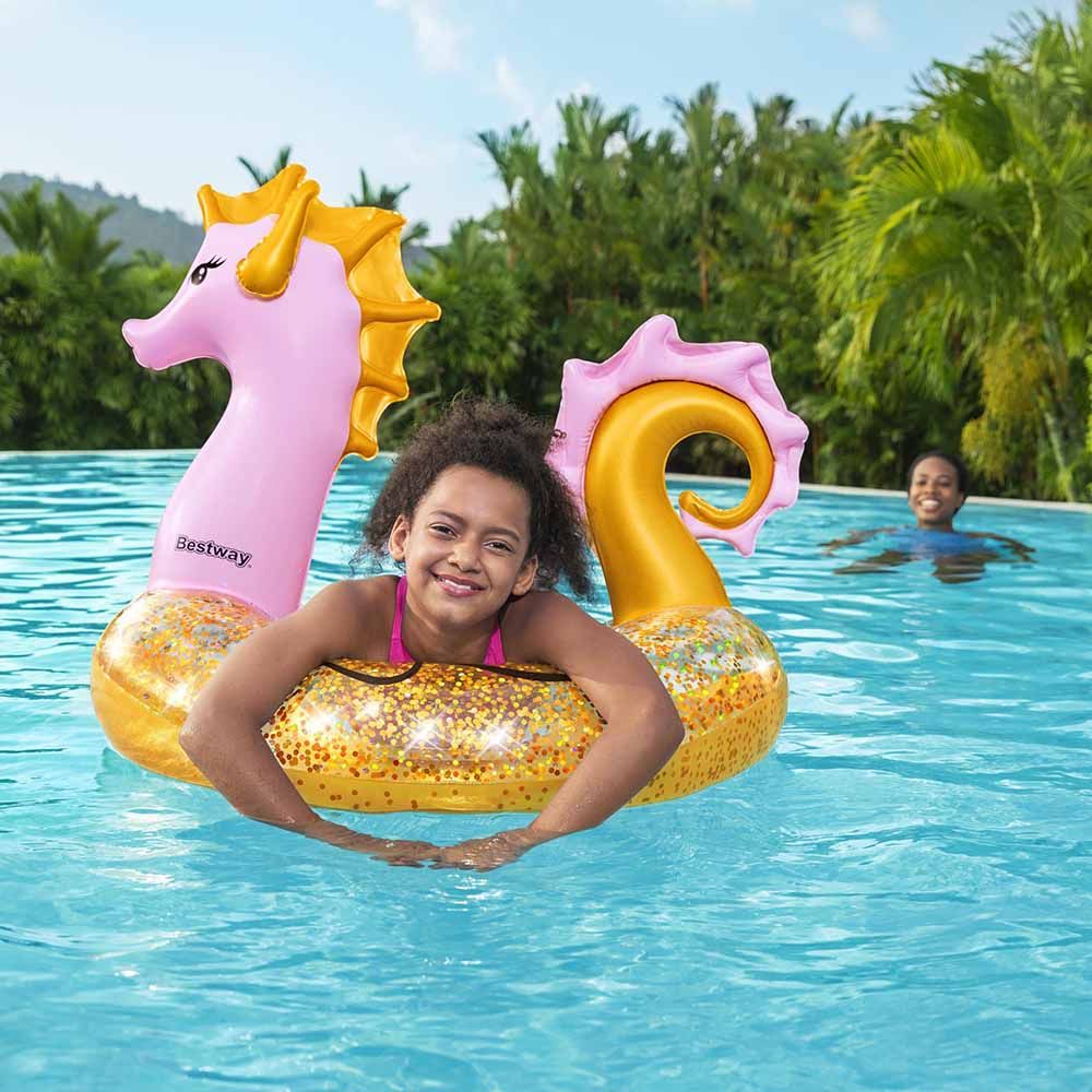 Bestway - Gliter Seahorse Swim Ring - 115 x 104 cm - Inflatable Pool Ring