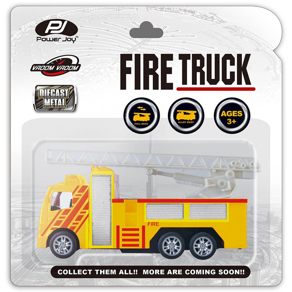 Power Joy - Vroom Vroom Diecast Firetruck - Yellow