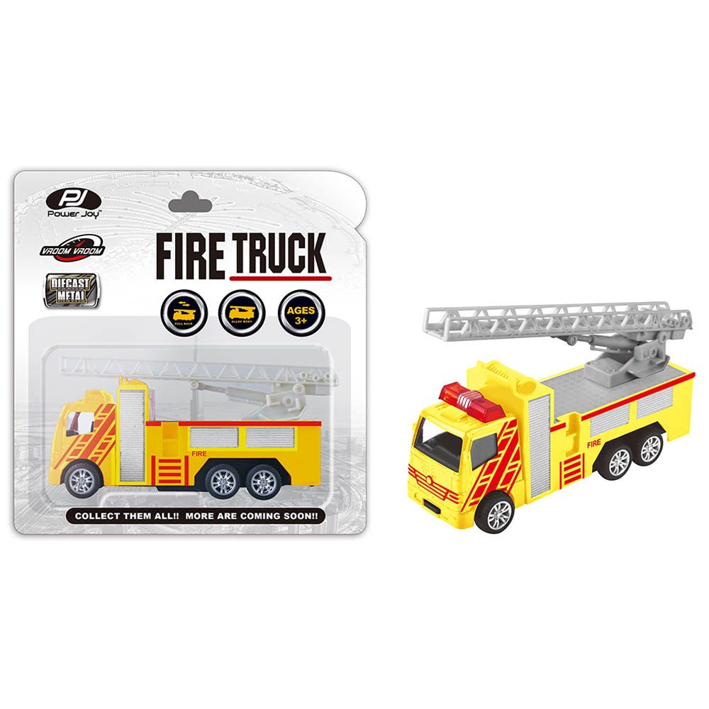 Power Joy - Vroom Vroom Diecast Firetruck - Yellow