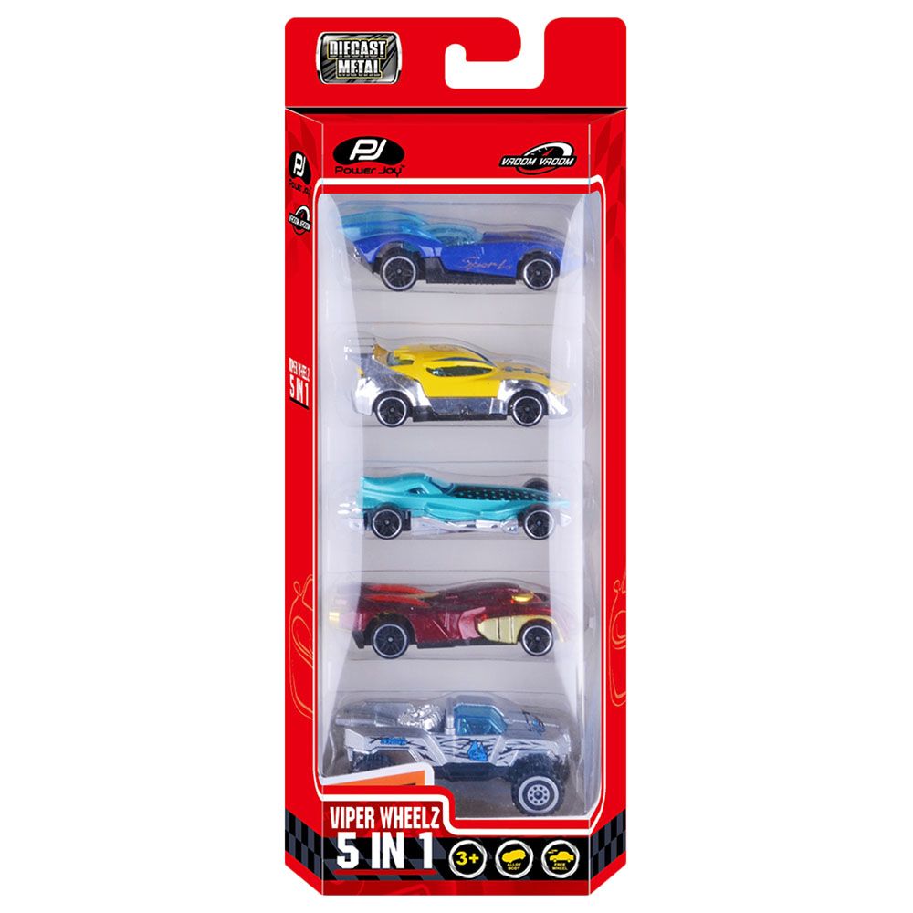 Power Joy - 1/64 Diecast Viper Wheelz Car - Assorted 5 pcs