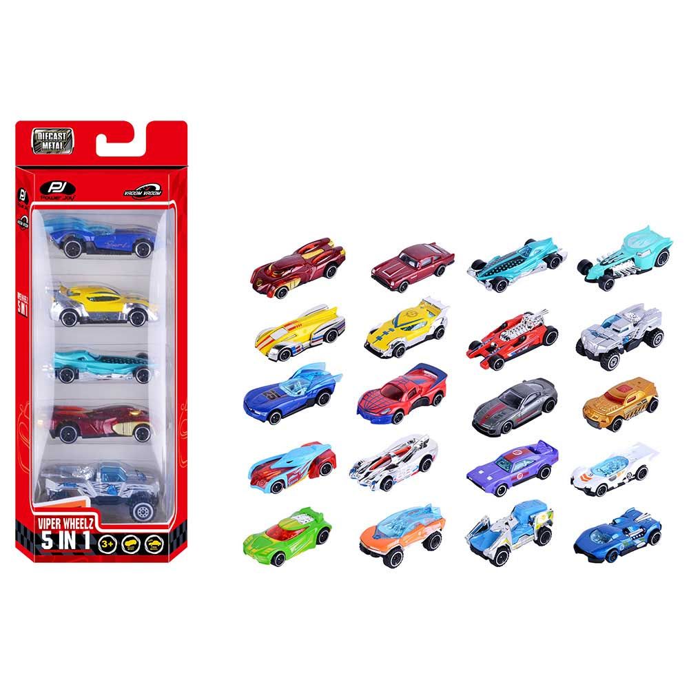 Power Joy - 1/64 Diecast Viper Wheelz Car - Assorted 5 pcs