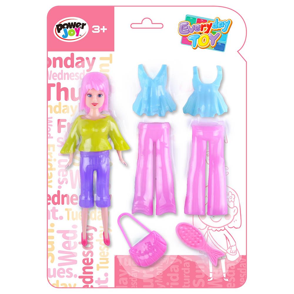 Power Joy - Everyday Toy Fashion Doll On Snap Set 7pcs