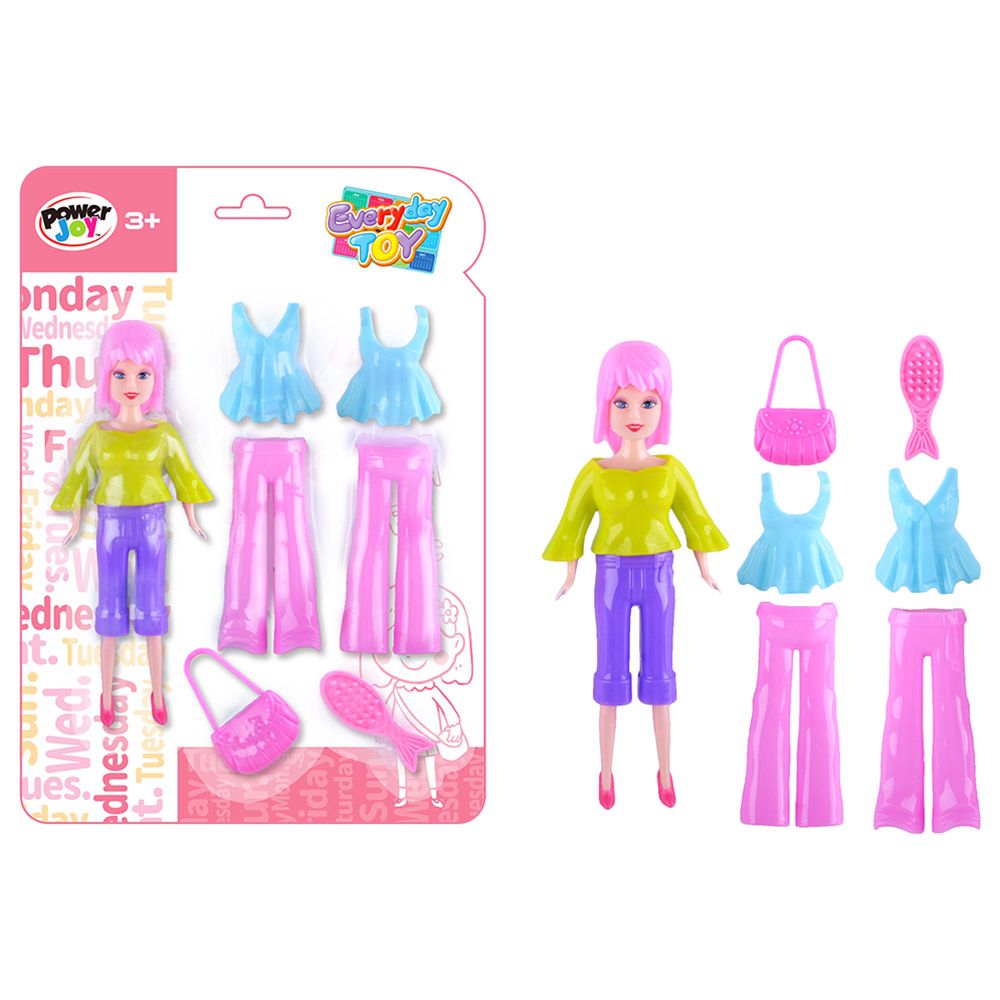 Power Joy - Everyday Toy Fashion Doll On Snap Set 7pcs