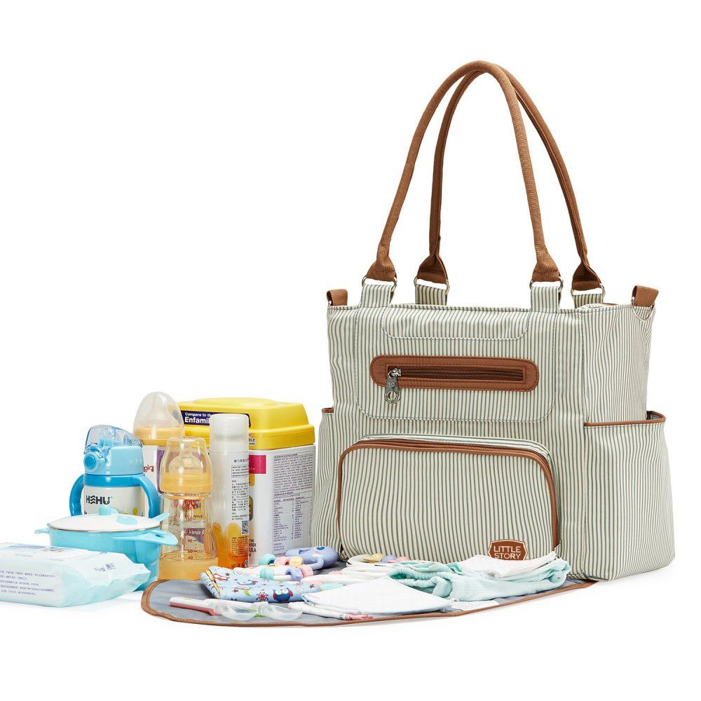 Little Story Diaper Bag Set of 6 with Hooks - Ivory