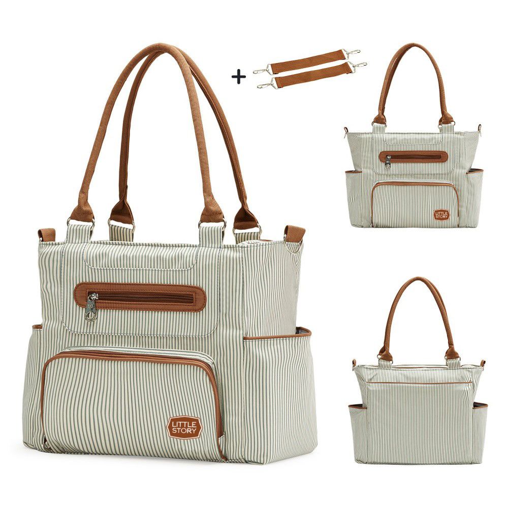 Little Story Diaper Bag Set of 6 with Hooks - Ivory