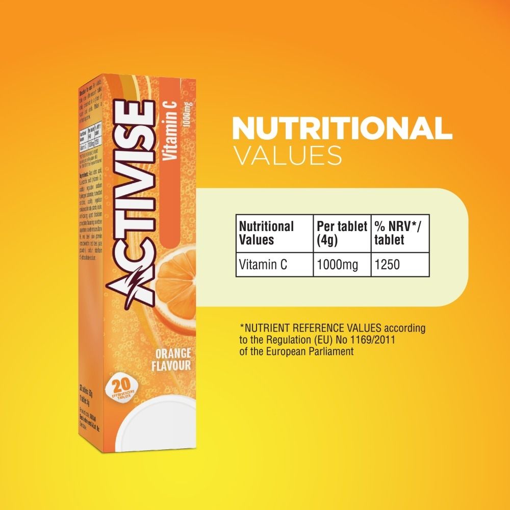 Activise Vitamin C 1000mg Orange Effervescent Tablet 20 s