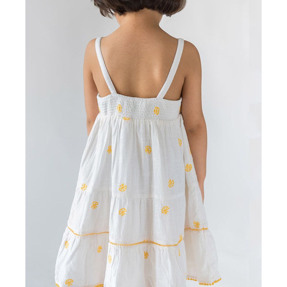 A Little Fable - Lime & Lemony Dress - White