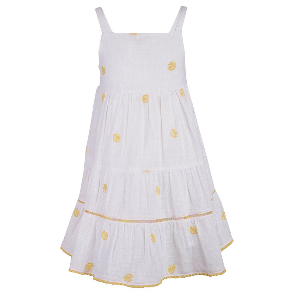 A Little Fable - Lime & Lemony Dress - White