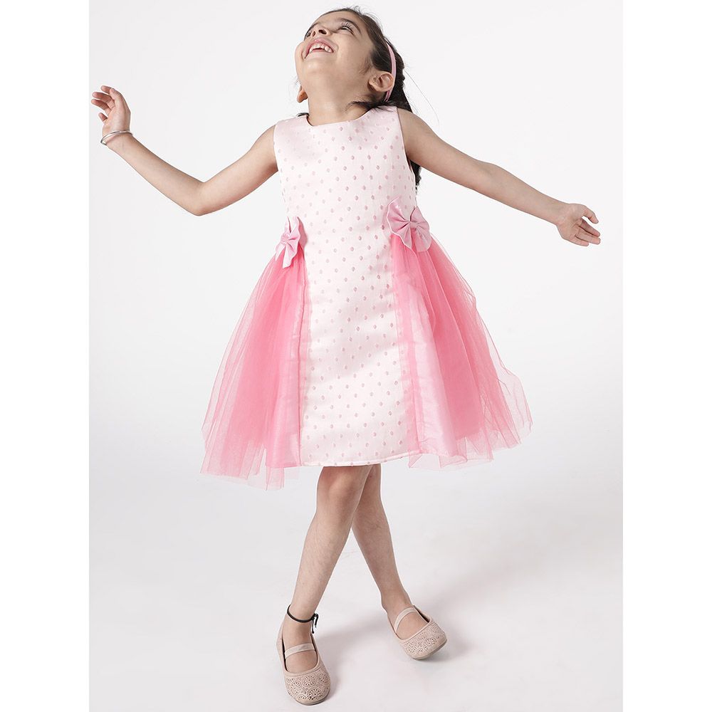 A Little Fable - Dot Deep Bloom Dress - Pink