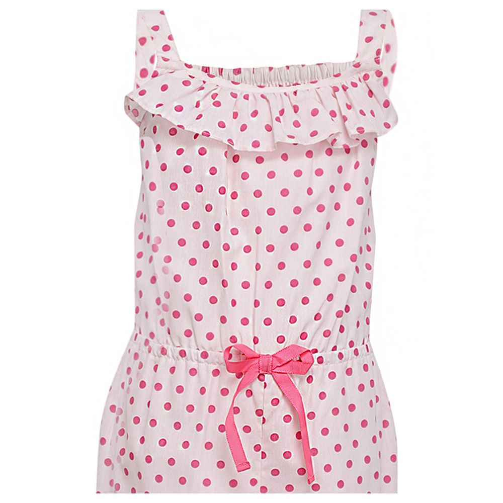 A Little Fable - Polka Dot Jumpsuit - White