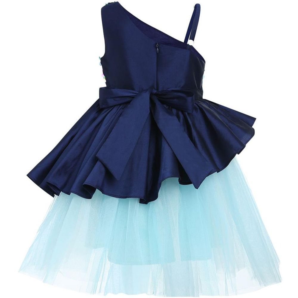 A Little Fable - Navy Off Shoulder Peony Garden Dress