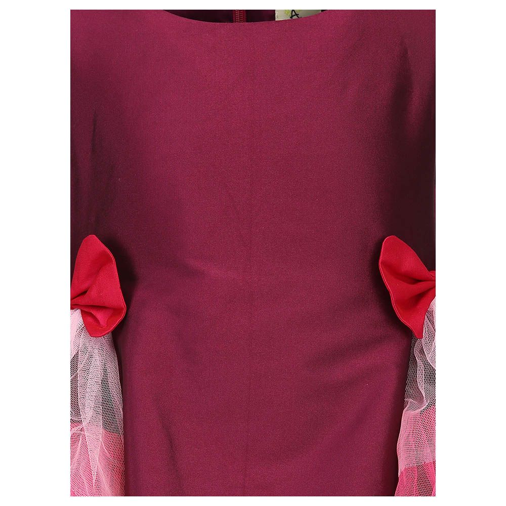 A Little Fable - Shaded Deep Bloom Dress - Burgundy