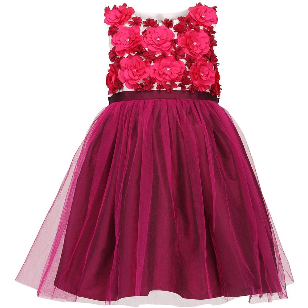 A Little Fable - Bordeaux pearl blossom Dress