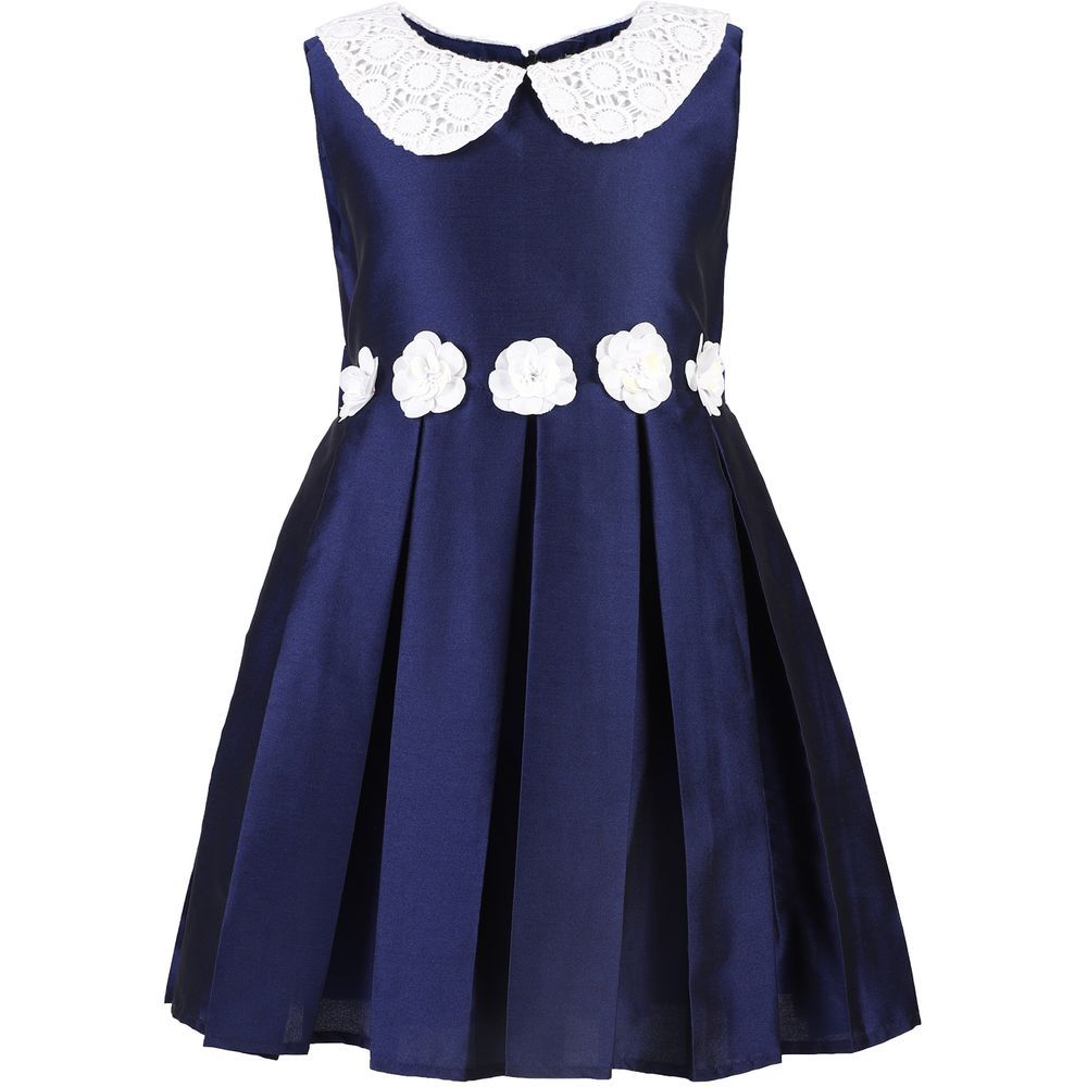 A Little Fable - Navy Lace Collar Dress