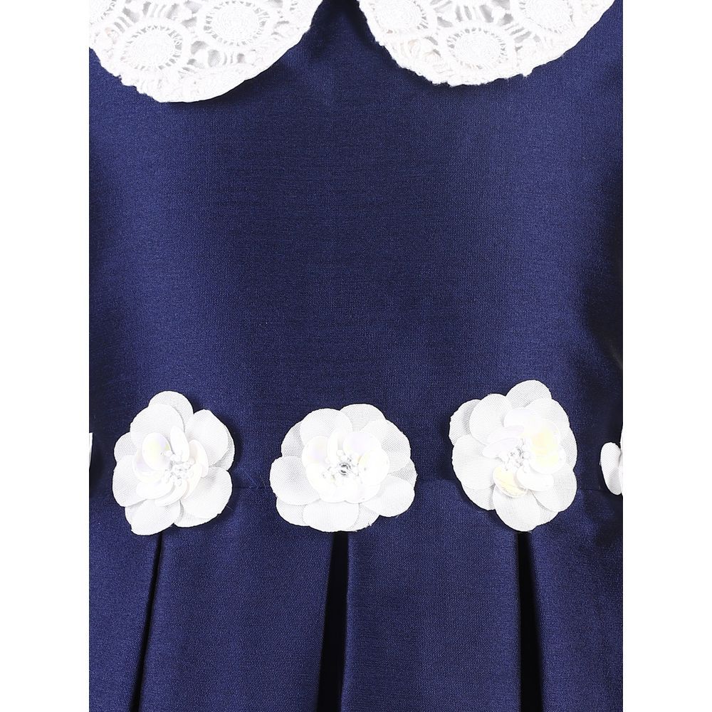 A Little Fable - Navy Lace Collar Dress