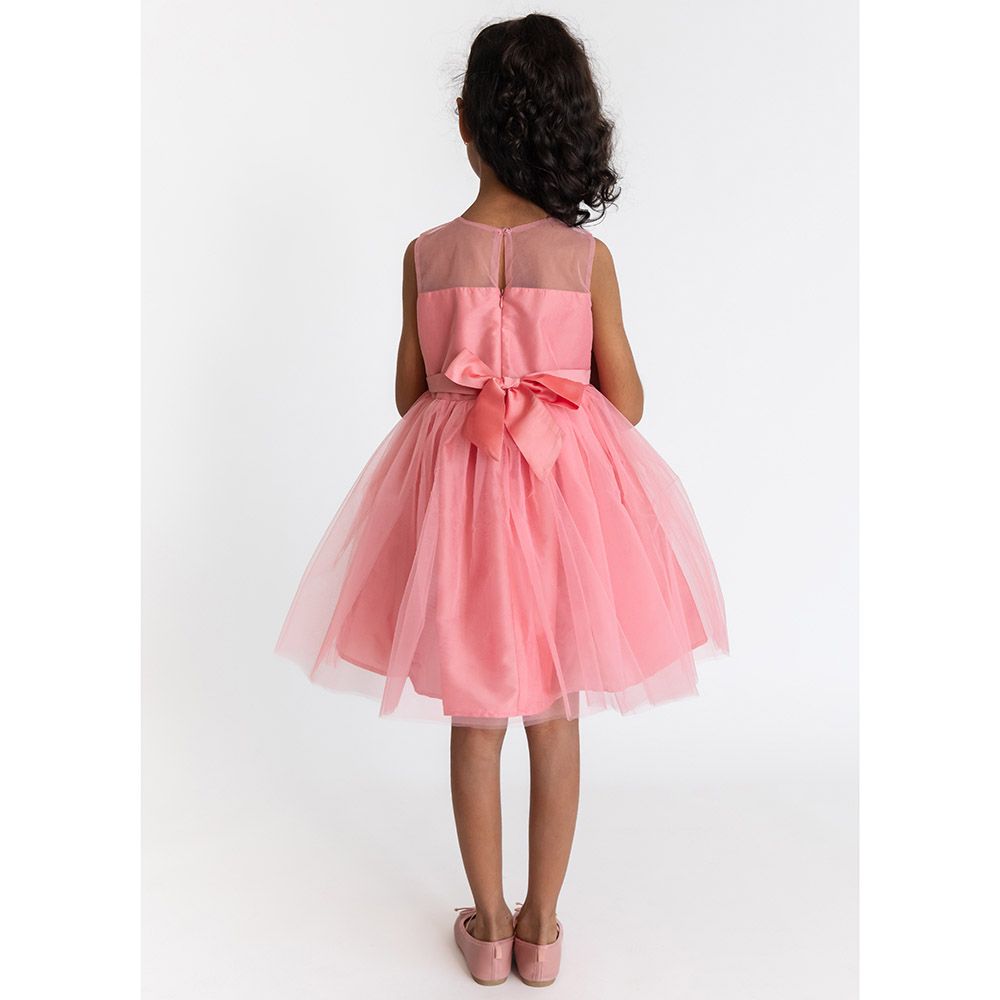 A Little Fable - Rose 3D Flower Dress - Rose Pink