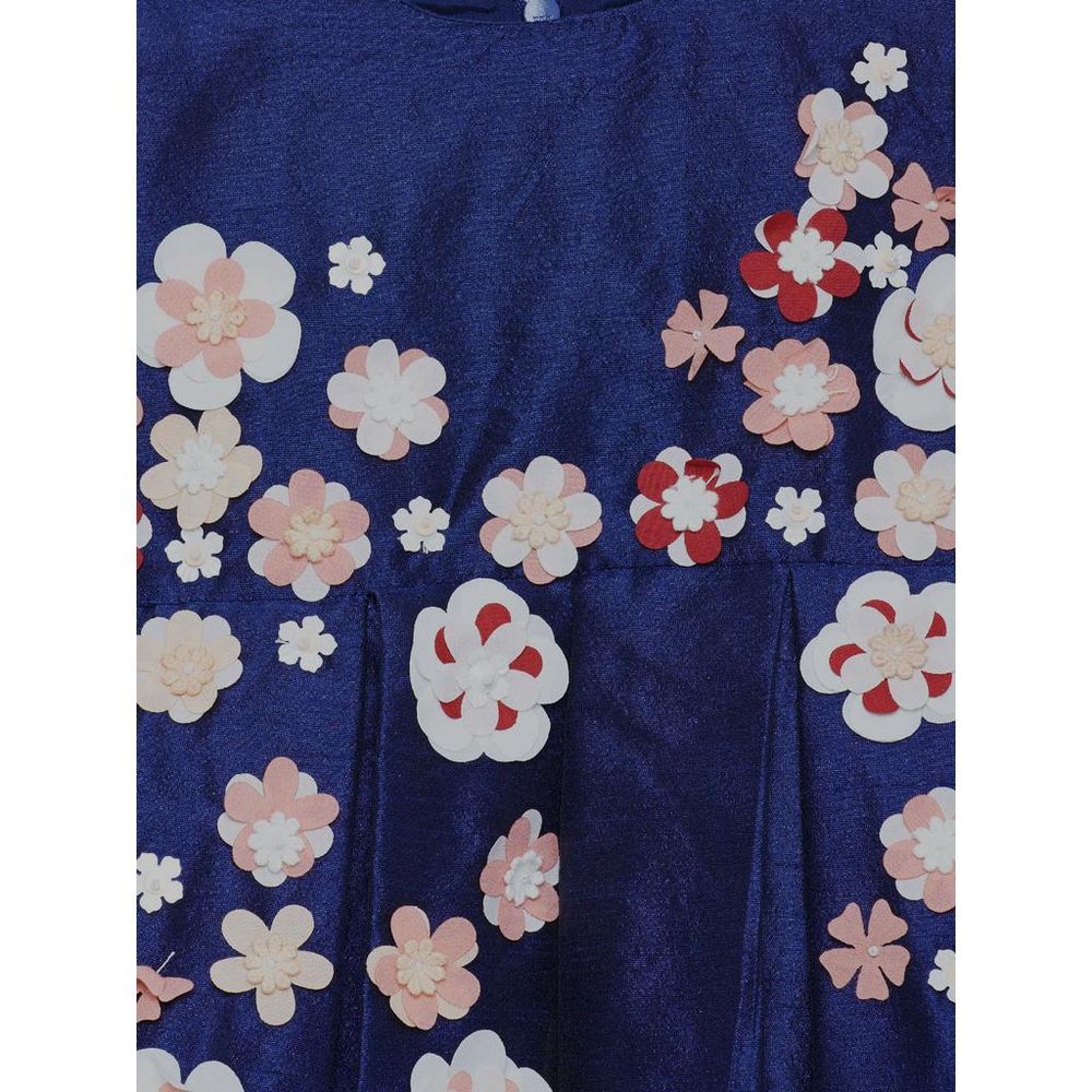 A Little Fable - Navy 3D Flower Dress