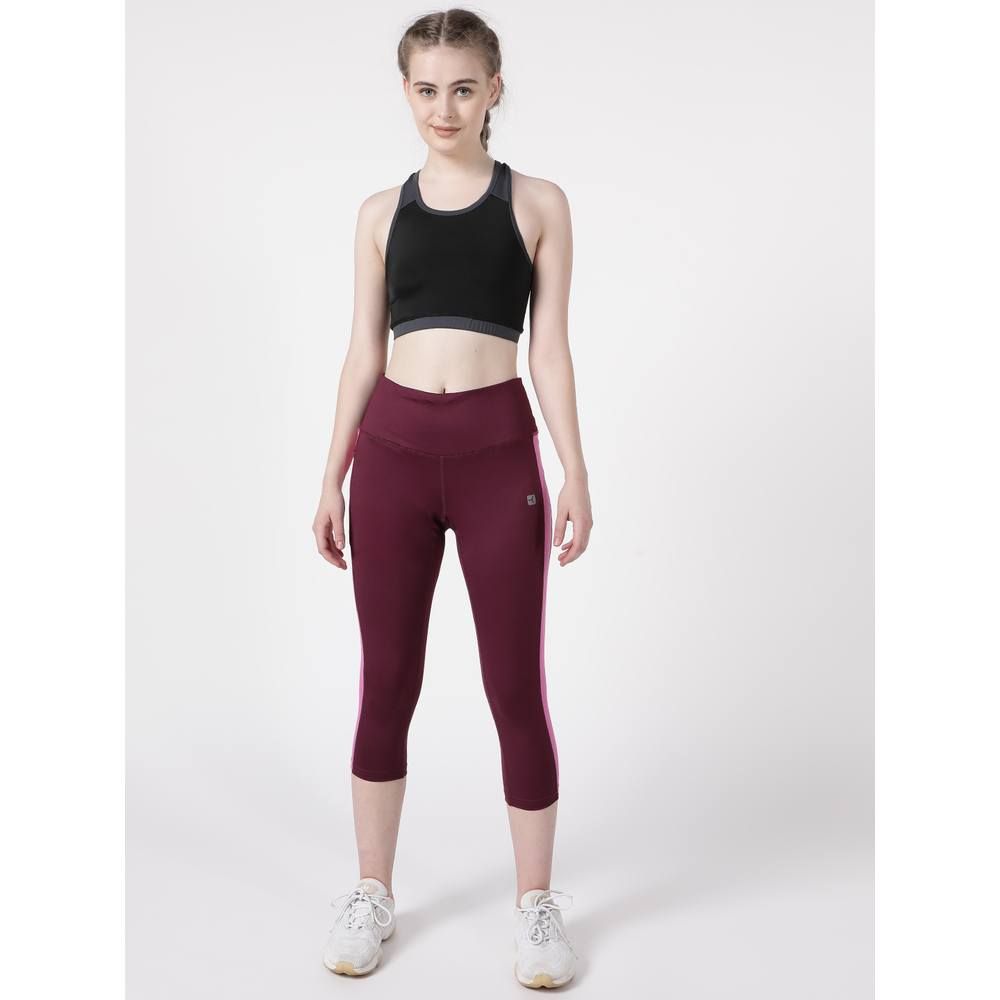 Studioactiv - Pink Mesh Summer Breeze Capri - Maroon