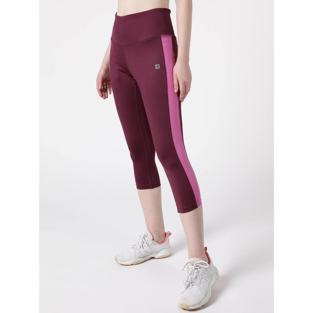 Studioactiv - Pink Mesh Summer Breeze Capri - Maroon