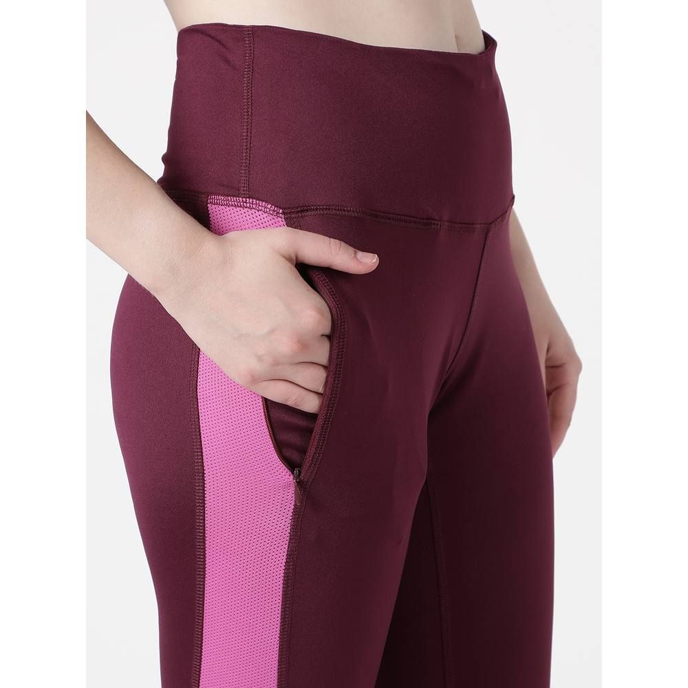 Studioactiv - Pink Mesh Summer Breeze Capri - Maroon