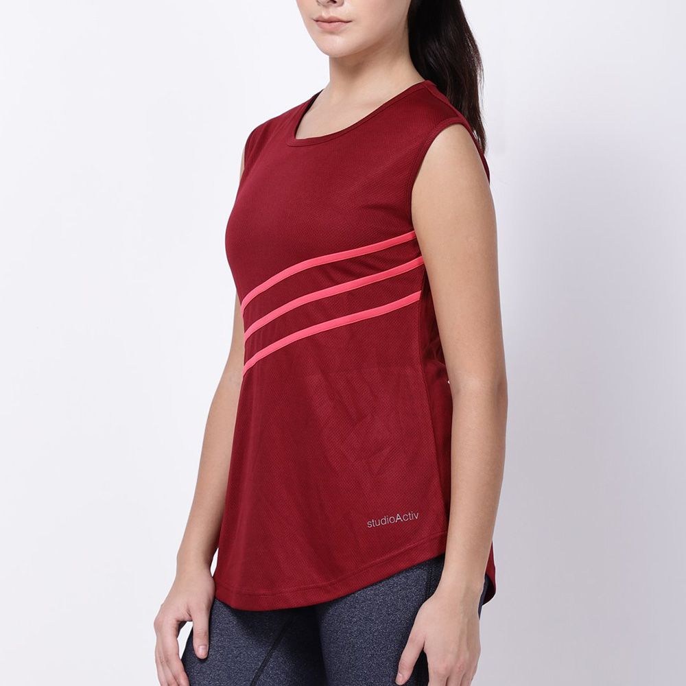 Studioactiv - Maroon-Pink Sleeveless Style Diva Tunic