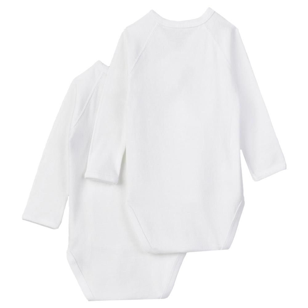 Petit Bateau - 2pc-Set - Solid Full Sleeves Bodysuit - White 