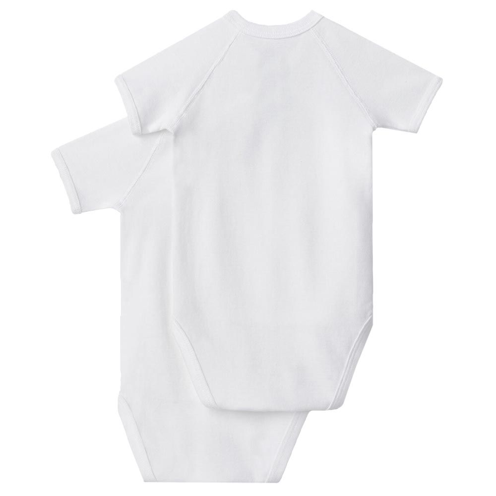 Petit Bateau - 2pc-Set - Solid Short Sleeves Bodysuit - White 