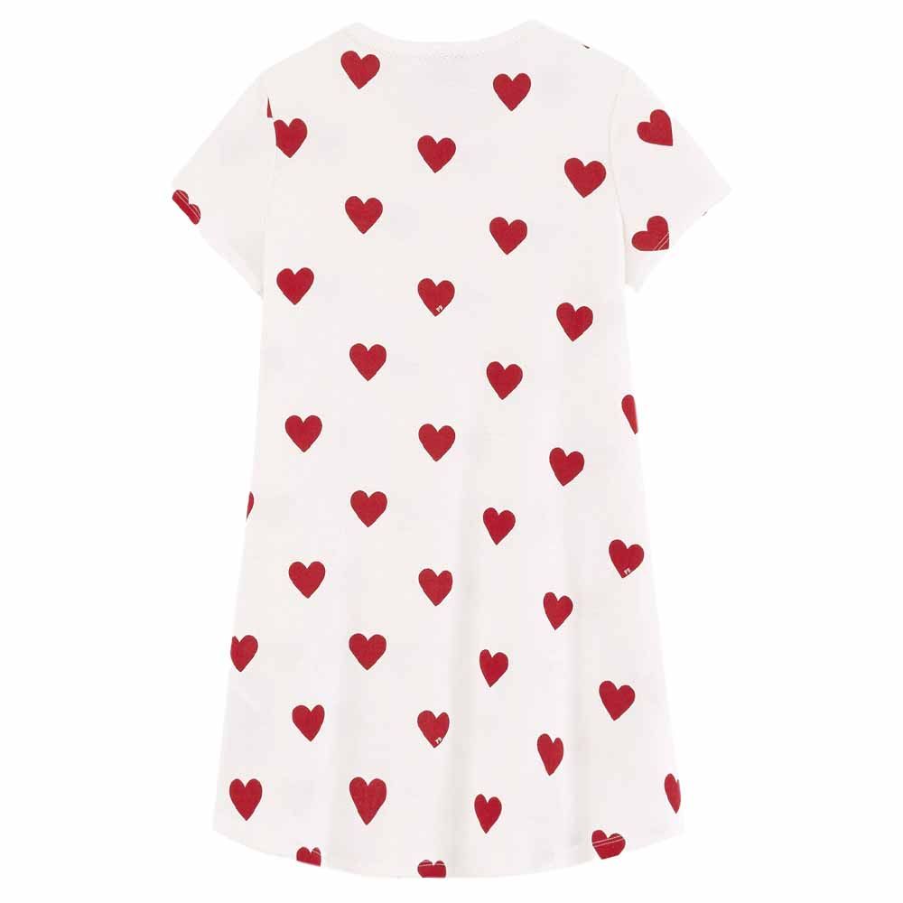 Petit Bateau - Girl's Heart Print Cotton Nightdress - White