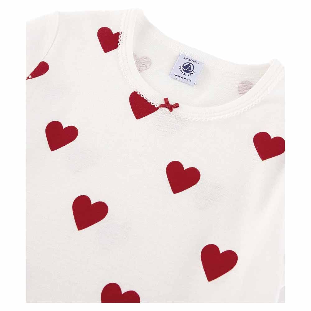 Petit Bateau - Girl's Heart Print Cotton Nightdress - White