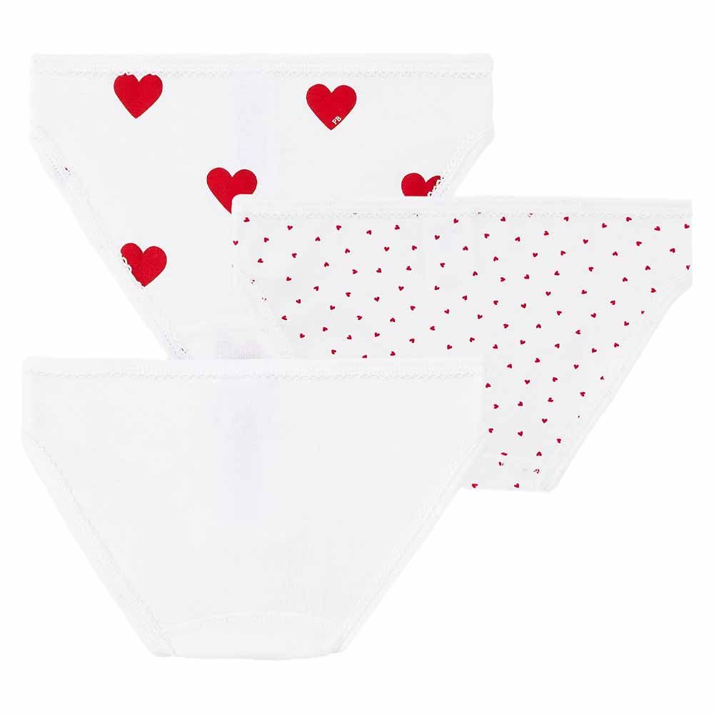 Petit Bateau - 3pc-Set - Girl's Heart Print Brief - White