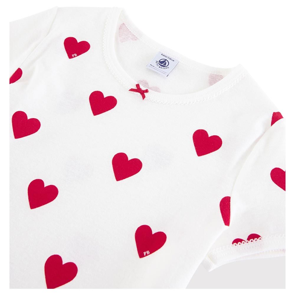 Petit Bateau - 2pc-Set - Girl's Heart T-Shirt & Shorts - White