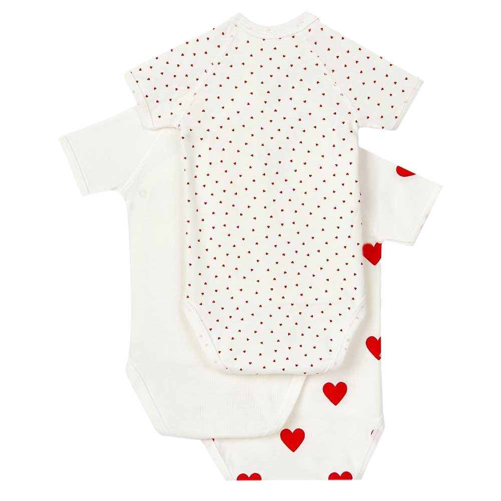 Petit Bateau - 3pc-Set - Baby's Heart Wrapover Bodysuit - White