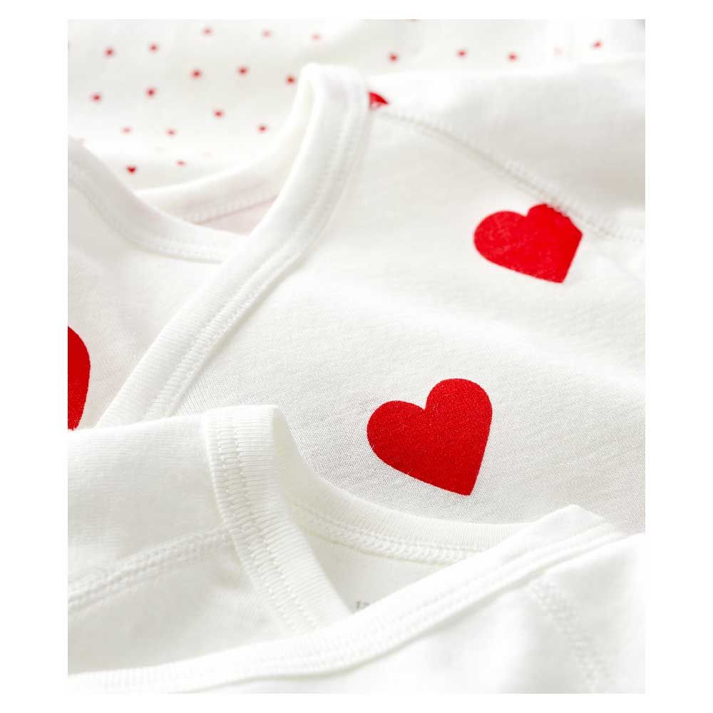 Petit Bateau - 3pc-Set - Baby's Heart Wrapover Bodysuit - White